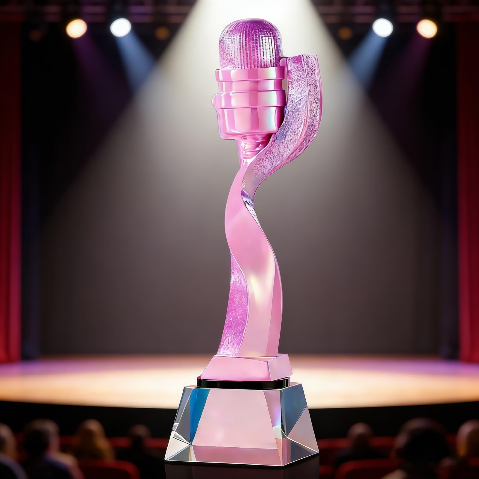 Farbenfrohe Mikrofon-Trophäe – Siegerpokal Für Gesangswettbewerbe, Auszeichnung Für Herausragende Gesangsleistungen, Geschenk Für Musikwettbewerbe