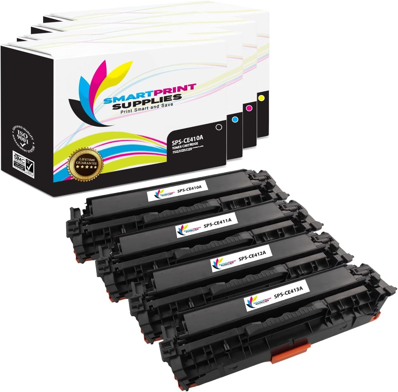 Compatible 305A Toner Cartridge Replacement for HP LaserJet Pro M375 M451 M475 Printers (CE410A Black, CE411A Cyan, CE412A Magenta, CE413A Yellow) - 4 Pack