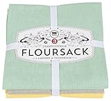 Now Designs Floursack Kitchen Towels, Set of Three, Zest Yellow/Moonstruck Gray/Jade Green