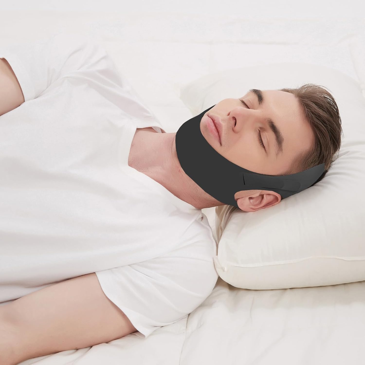 Anti Snore Chin Strap for Sleeping & Cpap Users, Comfortable Adjustable Snoring Solution, Durable Reusable Elastic Cpap Chin Strap to Keep Mouth Closed While Sleeping (Black) - Image 6