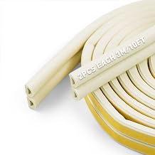BIGTEETH Rubber Door Seal Strip, D-Shape Draught Excluder for Doors & Windows, Self-Adhesive Weather Stripping Soundproof, Suit for 3.5 to 5.5mm Gap 6M, White