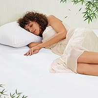 Vista 4 de PHF Sábana bajera ajustable 100% rayón derivado de bambú refrescante, tamaño King para dormir con calor, bolsillo profundo de 16 pulgadas, 1.0 in