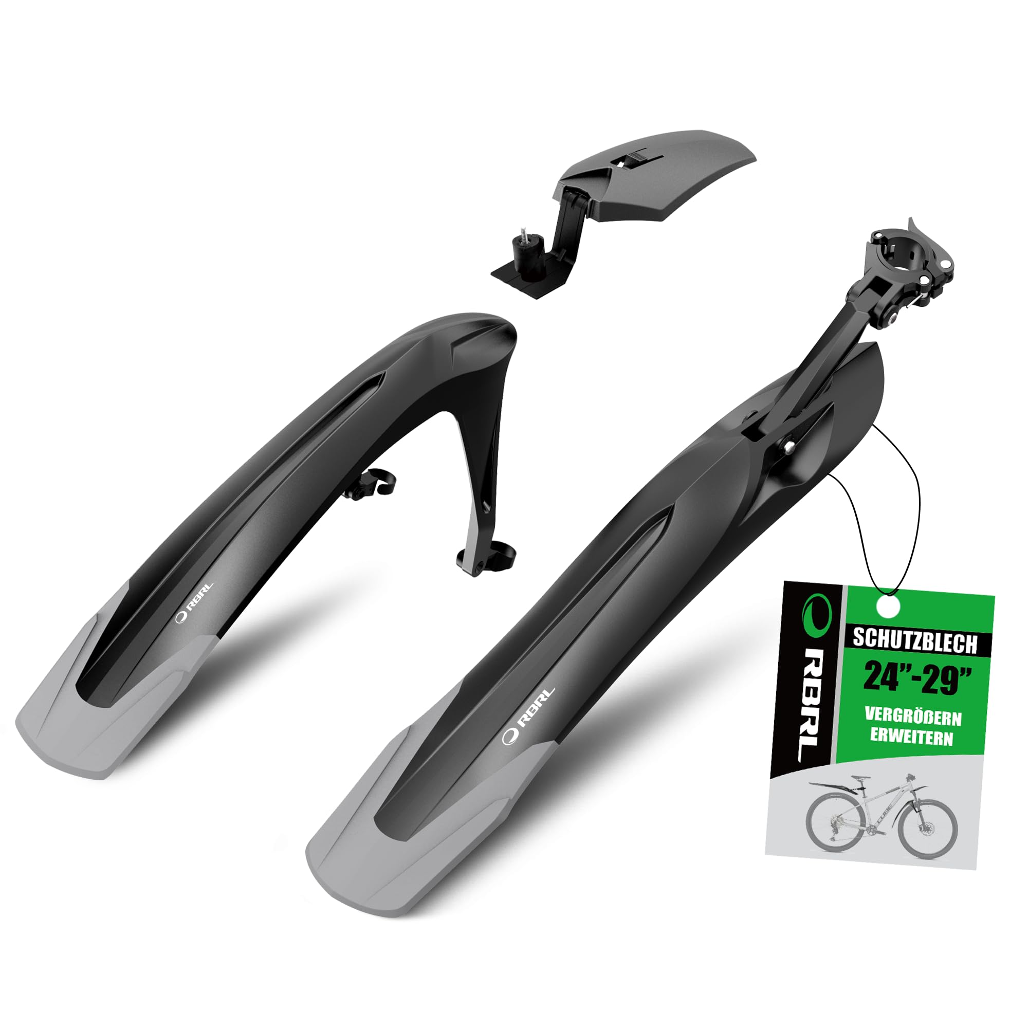 RBRL Garde-boue universel pour VTT 24-29"" Mudguard - Démontage rapide - Garde-boue réglable en angle, RD-1000