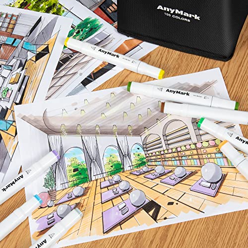Feutres a Alcool AnyMark pour Colorier Sans Traces Grâce à la Double Pointe Précise