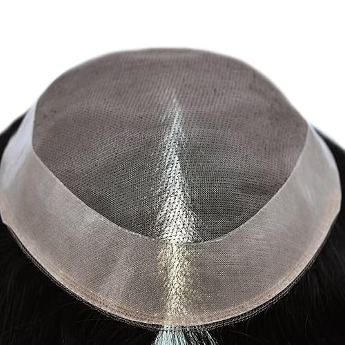 Miniatura 3 de Toupee - Peluca de cabello humano de encaje fino y mono para hombre, sistema de reemplazo de piel sintética de poli alrededor de los hombres, peluca