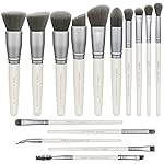 ZOREYA Makeup Brushes - 15 Pcs Premium Bamboo Charcoal Infused Bristles Makeup Brush Set, Foundation Concealers Eye Shadows Make Up Brush,Eyeliner Brushes(White)