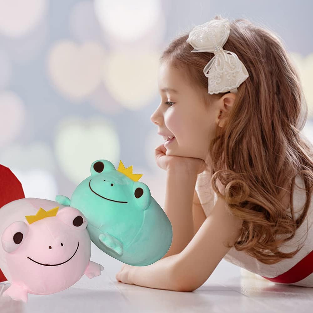 AIXINI 16.5 inch Cute Plush Crown Frog Stuffed Squishy Animal Toy, Super Soft Hugging Plush Pillow Gifts for Bedding, Kids Sleeping Kawaii Pillow-Green