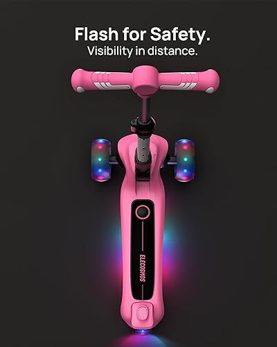 Miniatura 3 de ELECOSMOS Patinete eléctrico para niños de 4 a 9 años, scooter de 3 ruedas con luces LED grandes, plataforma intermitente ancha, altura ajustable