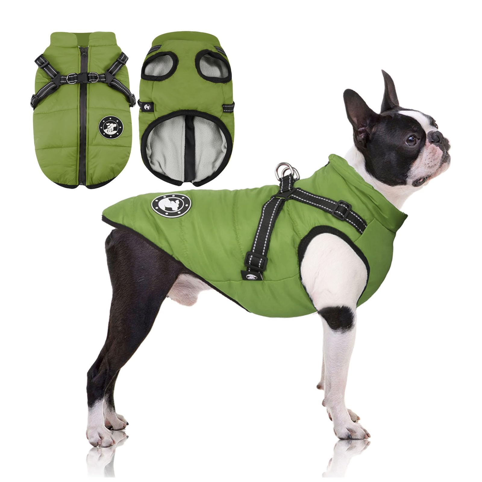 Cappotti per cani impermeabili con imbracatura Vestiti per cani caldi e confortevoli Lavabili in lavatrice Design a strisce riflettenti Resistente anello a D da mettere e togliere comodamente