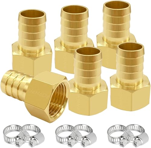 Miniatura 22 de 6 accesorios de púas de manguera de latón de 1/4 pulgadas NPT hembra a 5/16 pulgadas, conector adaptador de púas incluye 6 abrazaderas de acero