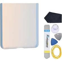 Mystic White Lower Back Cover Replacement for Samsung Galaxy Z Flip 5G SM-F707B with Pre-Cut Adhesive and Disassembly Tools