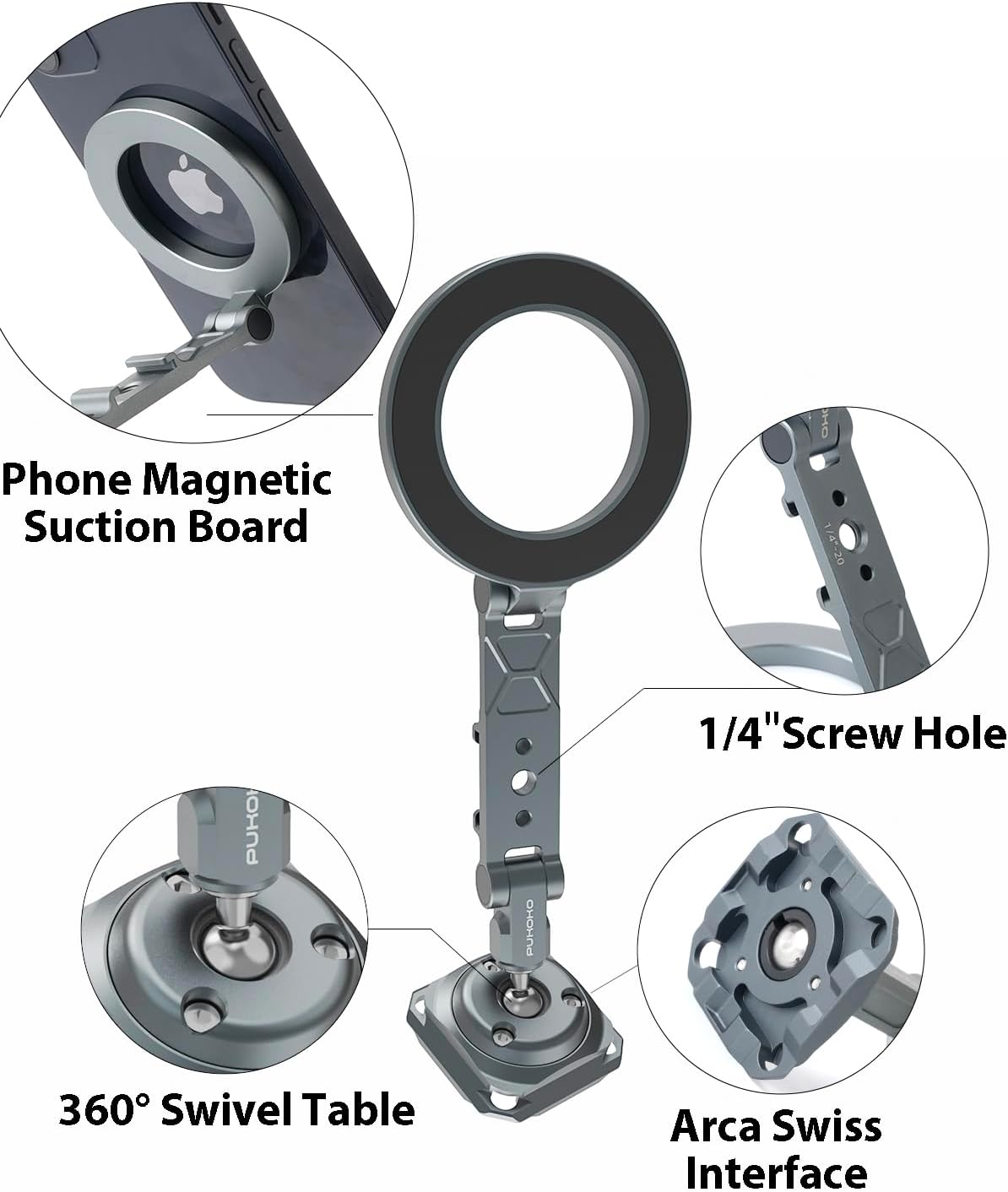 Magnetic Phone Tripod Mount Adapter Cold Shoe Phone Holder for Camera Magsafe Tripod Mount for 16/15/14/13 Series
