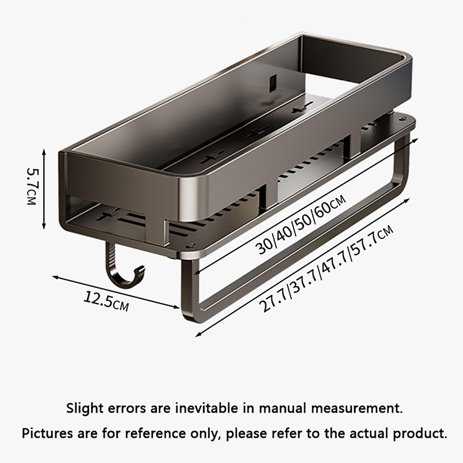 Organizador de Especias 2 Piezas con Base de Malla - Estante para Pared Sin Taladrar para Accesorios de Cocina, Armario o Baño Metal Resistente al Óxido,Blanca,50cm