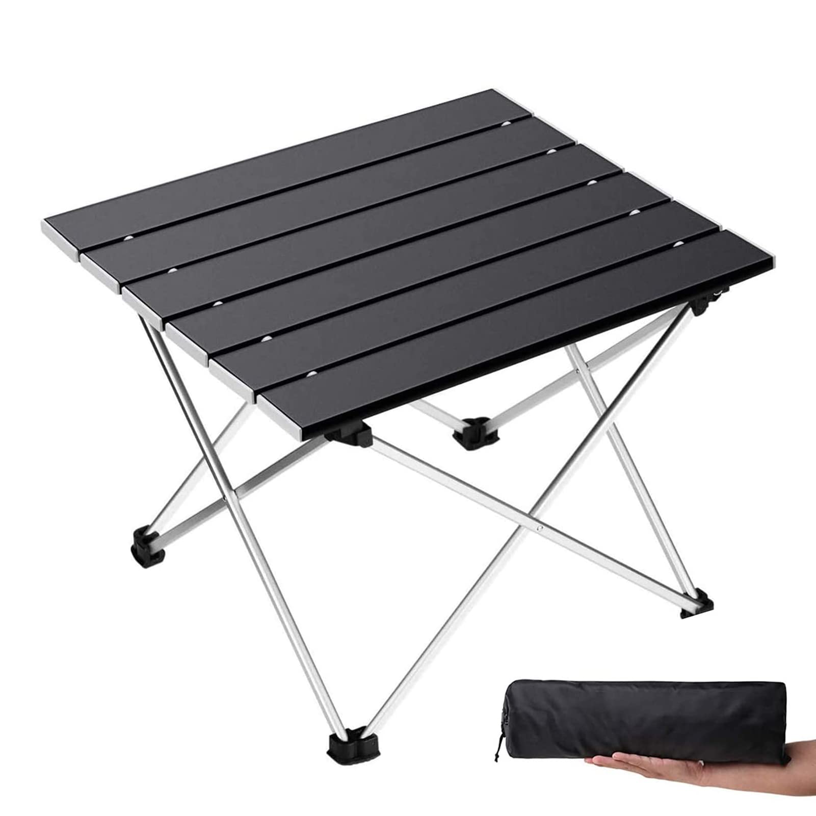 Portable Camping Table Ultralight Aluminum Camp Table, Portable, Strong, Ultralight Coffee or Side Table, Table in a Bag for Picnic, Camp, Beach, Boat, Useful for Dining & Cooking, Easy to Clean