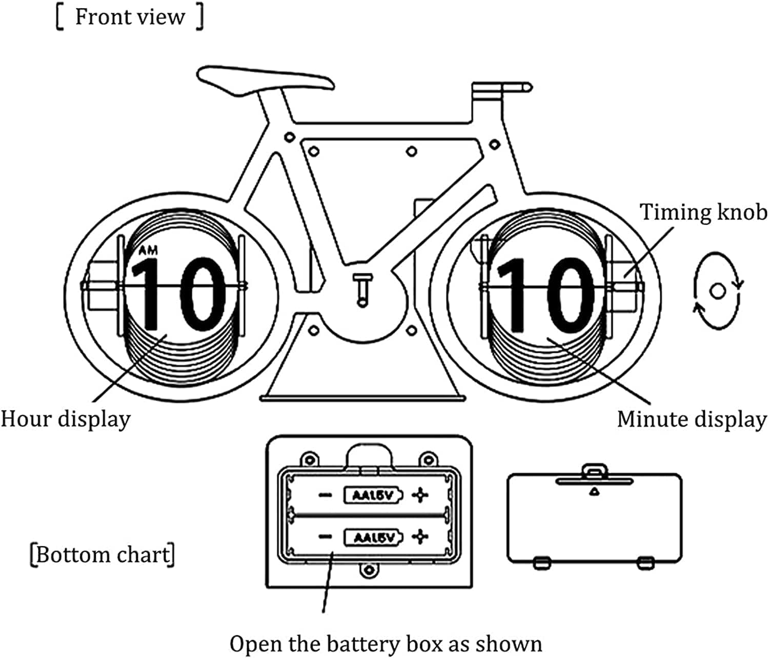 Adventurers Bicycle Shape Flip Clock, Mechanical Digital Vintage Desk Clock,AAA Battery Powered,12 Hours Mode,Ideal for Home Desk Decor, White