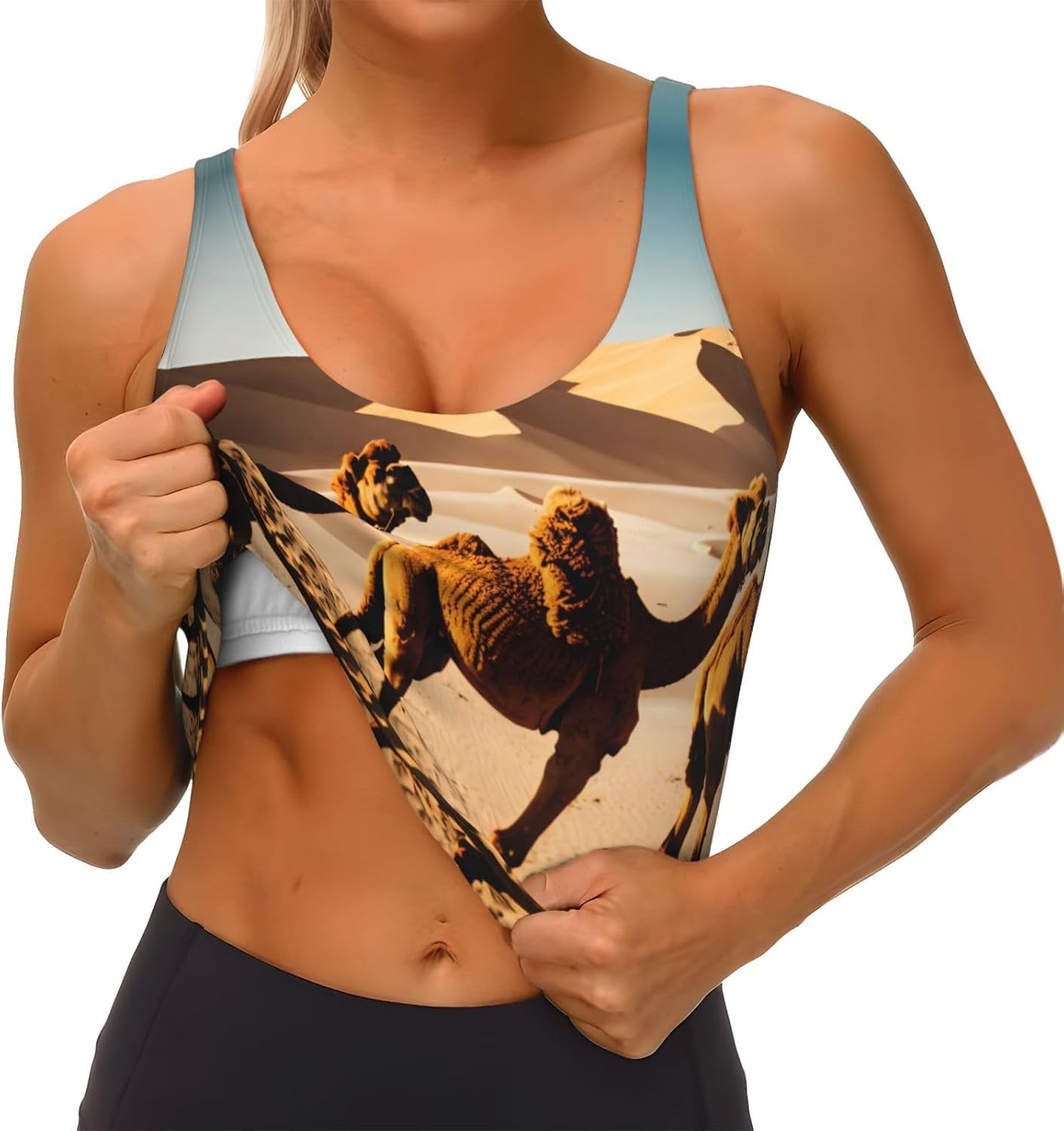 Women's Sports Vest DDCXZPP A herd of camel treads Printing Soft, Comfortable, Lightweight, and Breathable