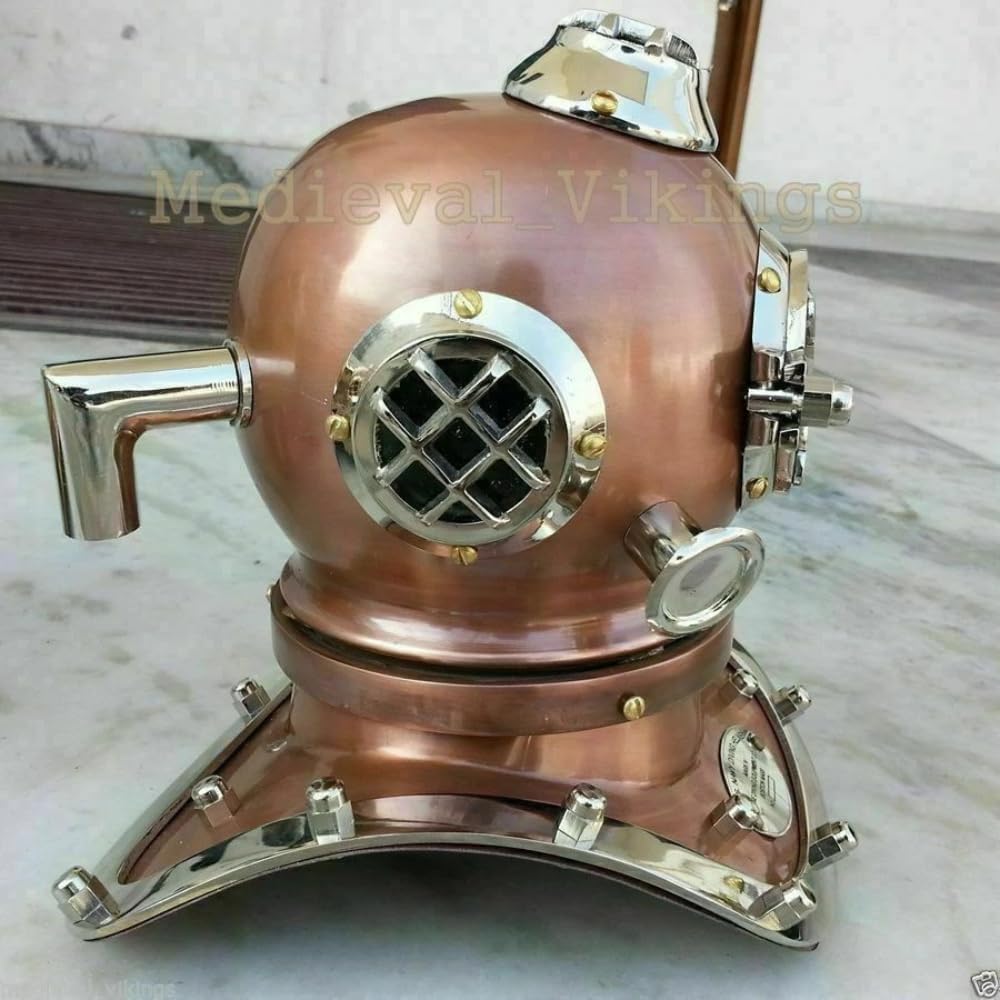 Antique Brass Mini Diving Helmet, US Navy Mark V, Solid Steel, Vintage Decor