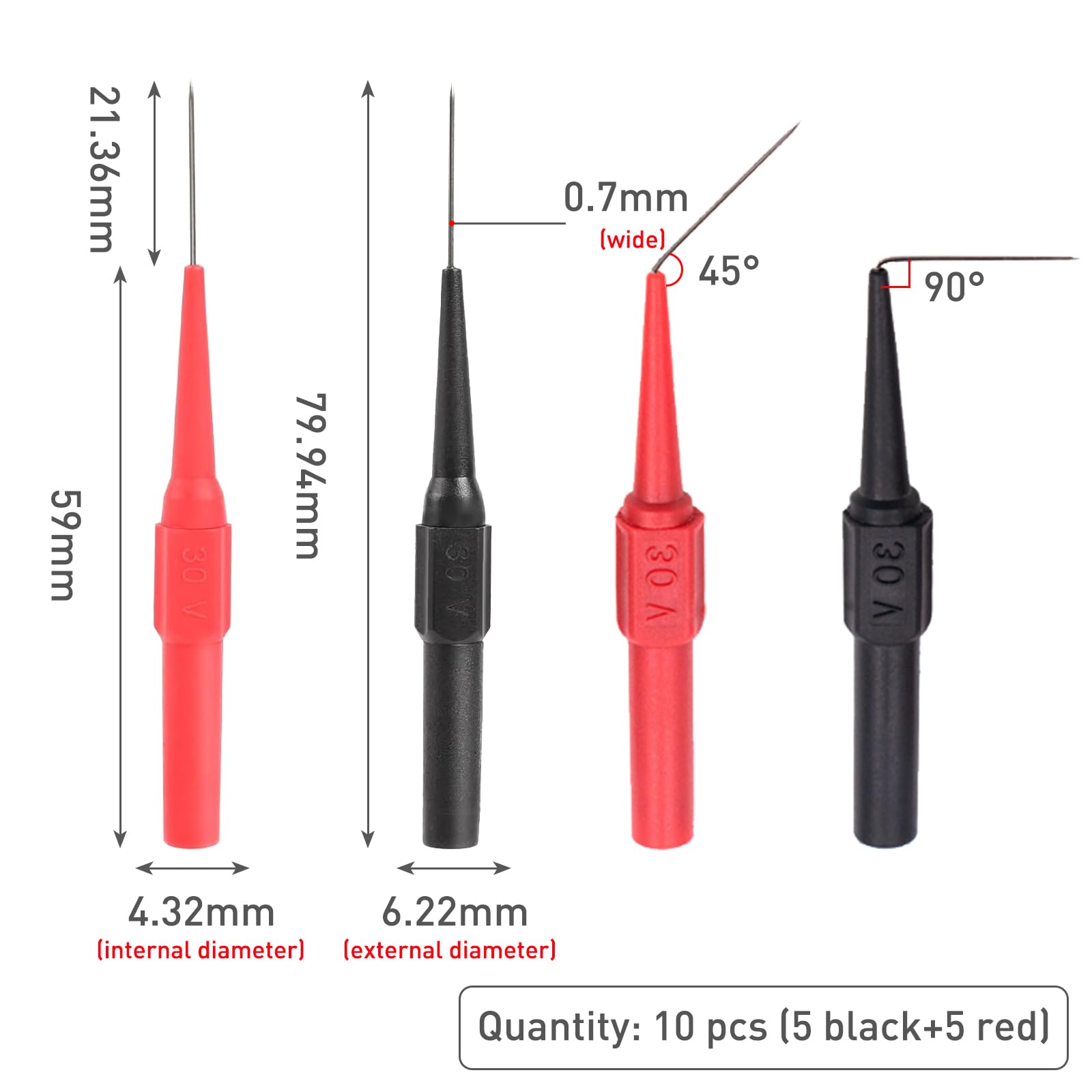Lot De 10 Pointes De Mesure Pour Multimètre, 0,7 Mm, Sonde De Test Pour