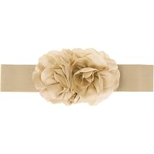 Women's Big Double-Flower Stretchy Belt, Elastic Wide Chunky Waistband Belts for Dress