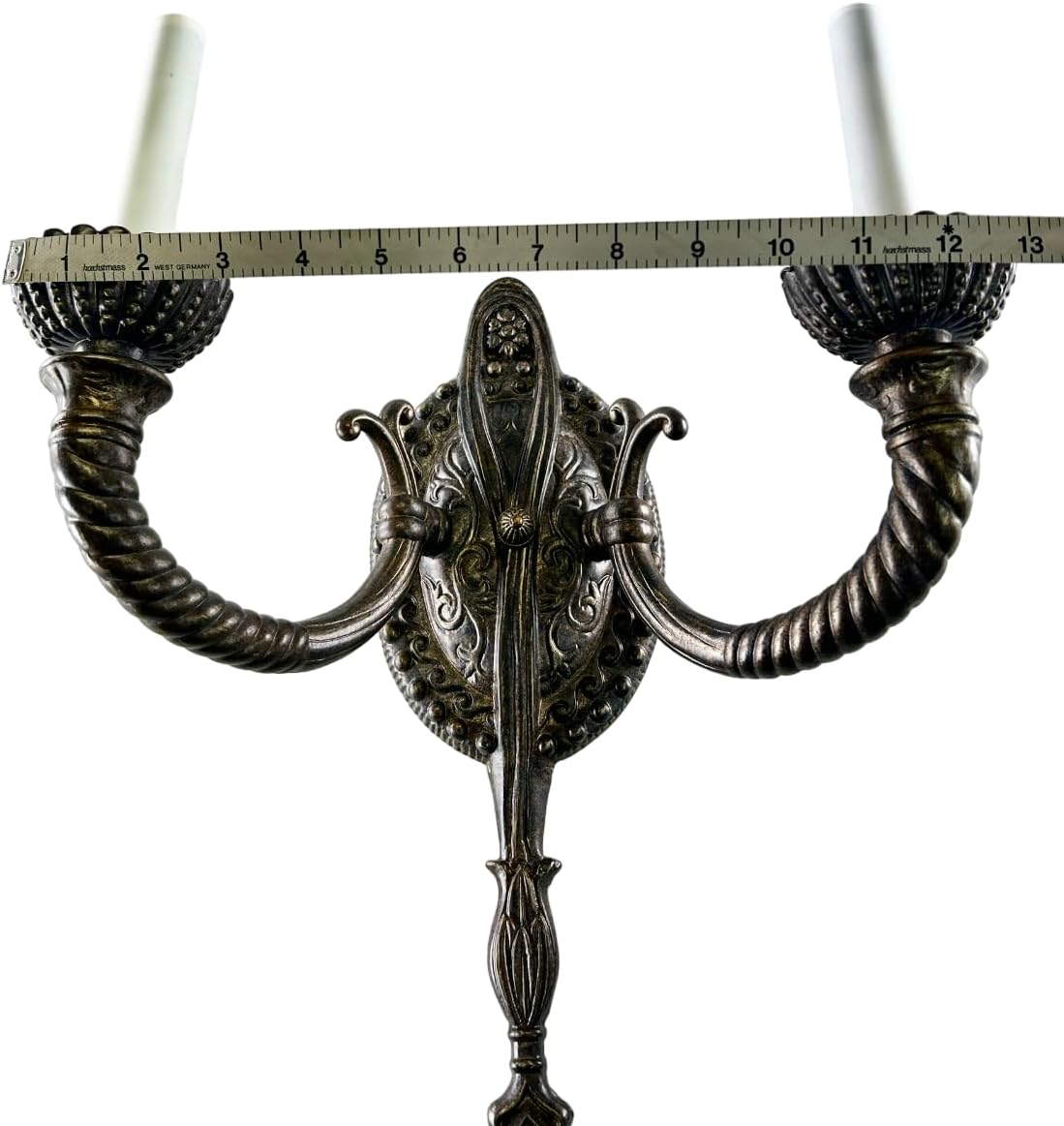 15 x 13 Classic English Double Arm Candelabra Wall Sconce Antiqued Wrought Iron