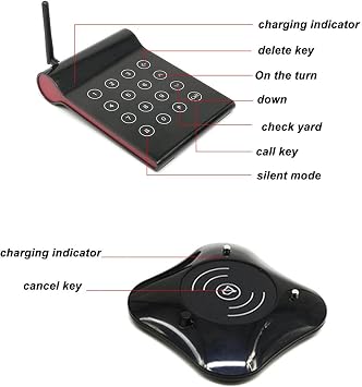 Wireless Restaurant Pager System, Buzzer for Restaurant Waiting,2000m Transmission Distance + Call History Query + Mute Model, for Food Truck Church Clinic Coffee Shop,Black