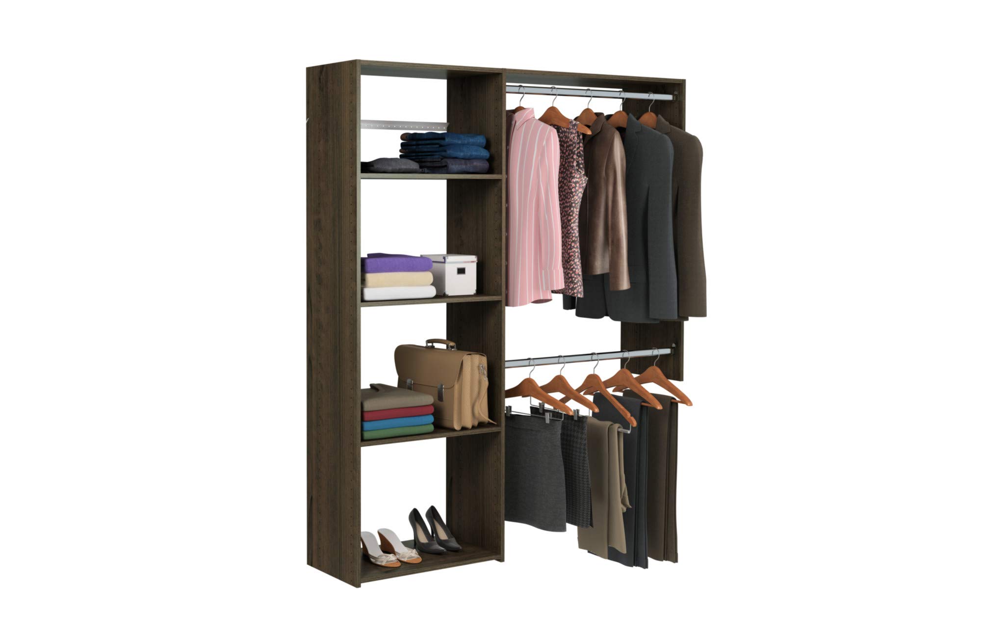Easy Track OK7248-T 3'-5' W Deluxe Shelving Easy-to-Assemble Kit Closet Organizer, Truffle
