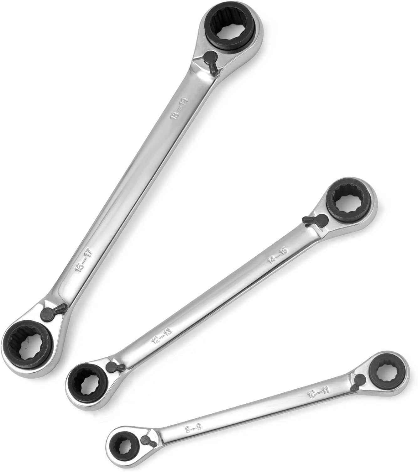 Reversible Ratcheting Box Wrench Set, 2-Piece with 4-in-1 Ratcheting Box End (combo)