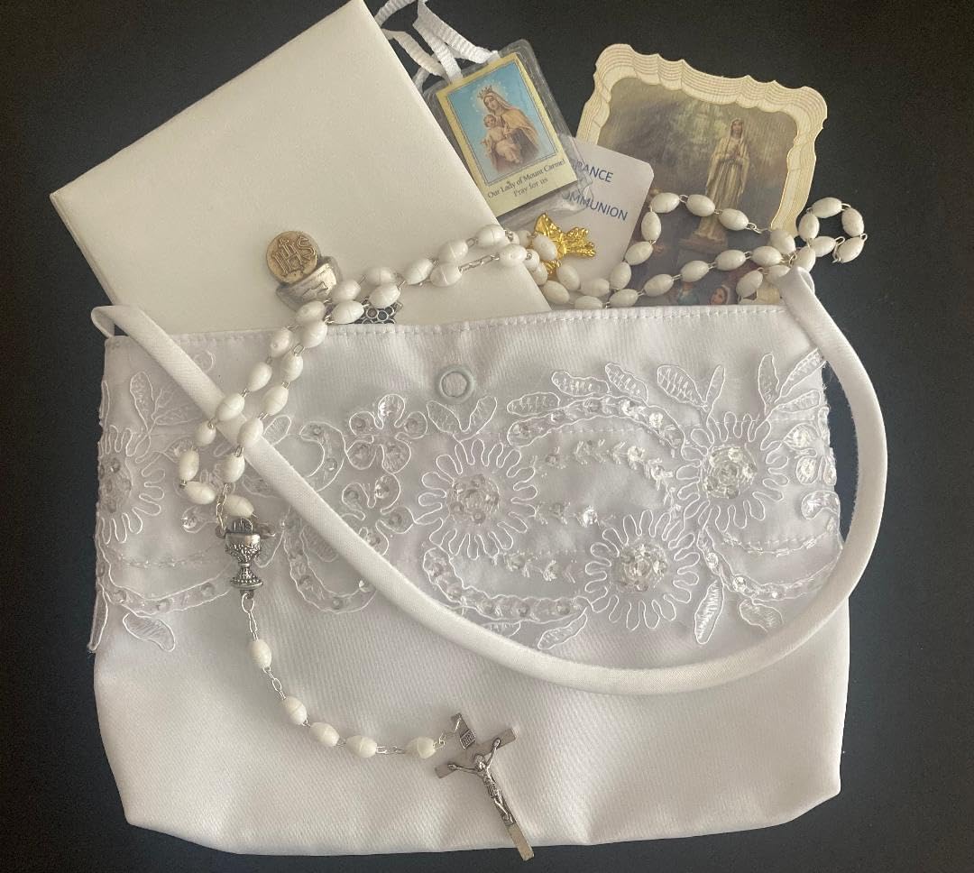 Voyage In Faith First Communion Deluxe Satin Purse and with 5pc. Trinity Missal Book Communion Gift Set
