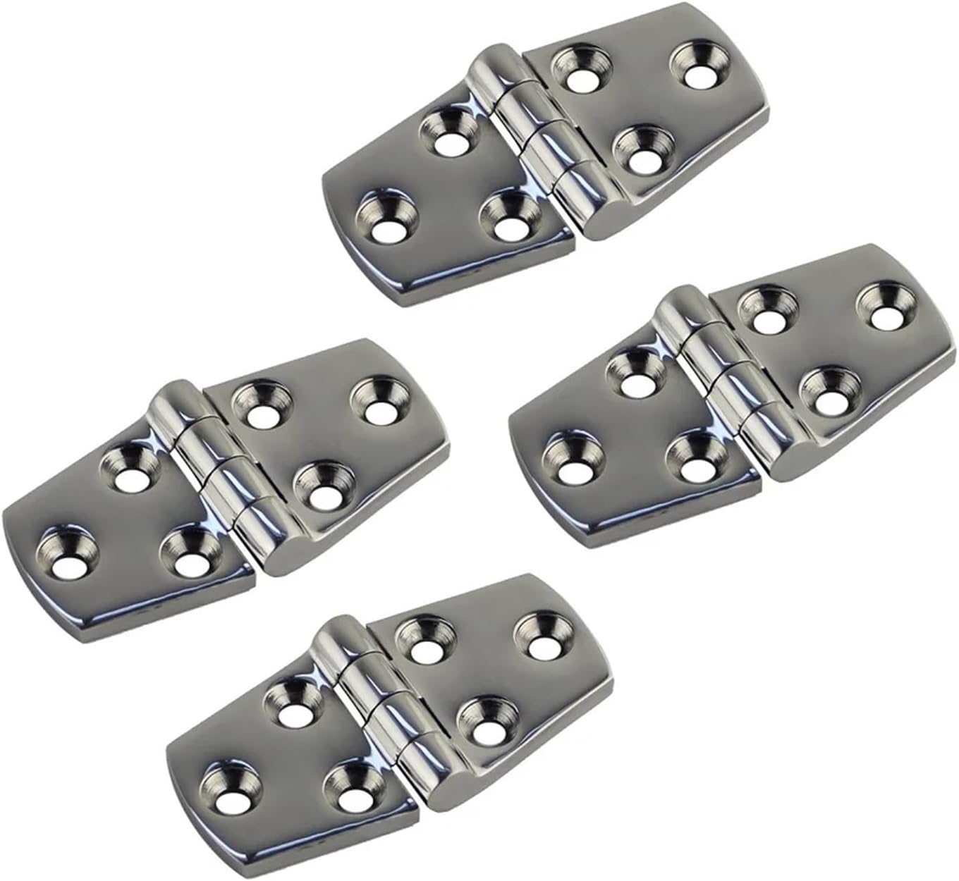 4PCS Stainless Steel 316 Hinges with 6 Holes 76mm Heavy Duty Mirror Polish Boat Hinge