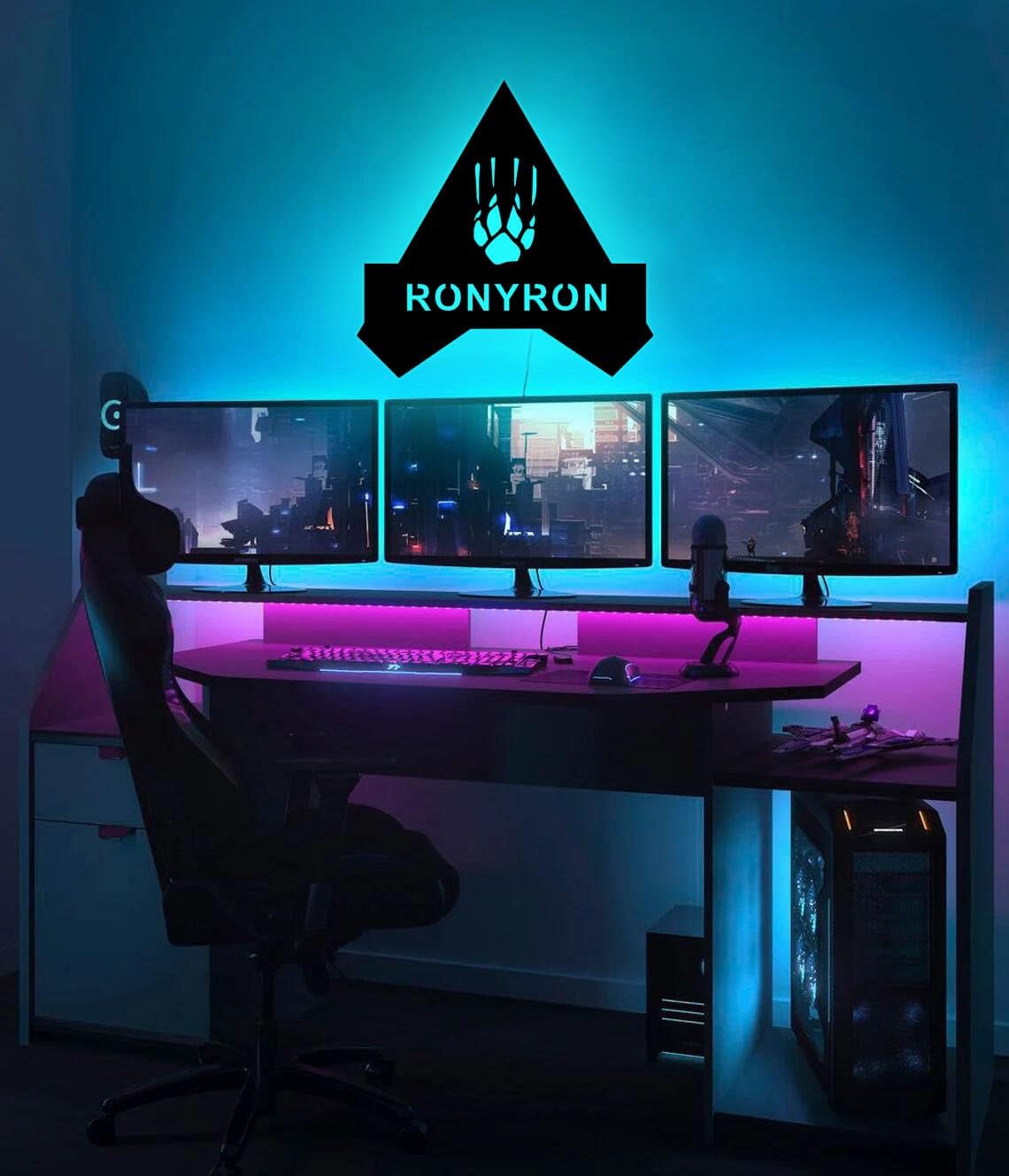 Custom Gamer Tag Neon Sign, Apex, Wood, 30cm, Art Deco image 3