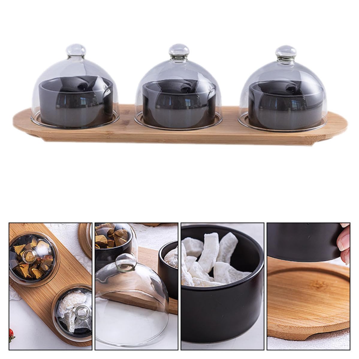 Vassoio da Dessert Rotondo in Materiale Ceramico e Vetro 1 Pezzo Ciotolina per Dolci e Snack per Feste e tè Pomeridiani Riutilizzabile