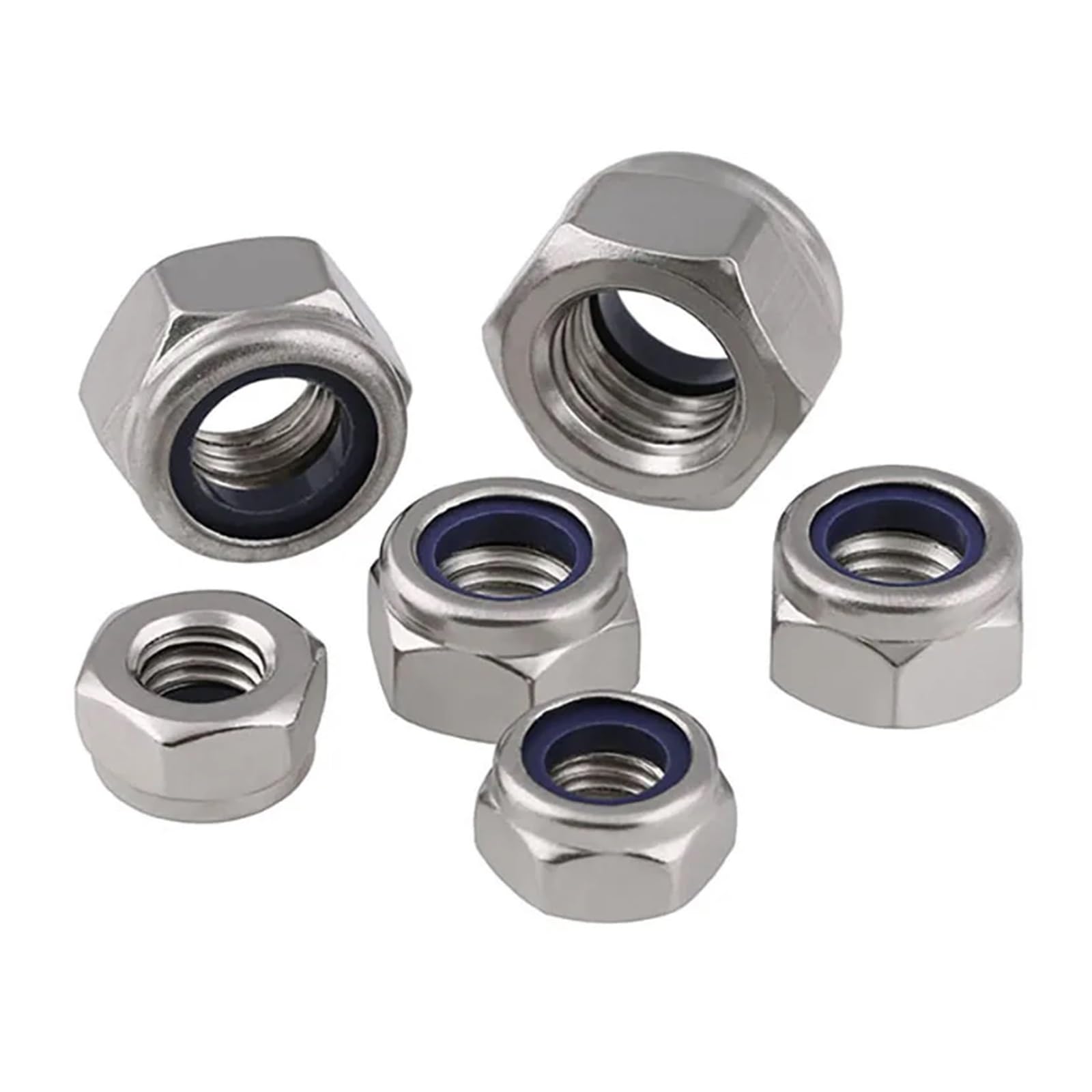 M2-M24 304 Contratuercas con inserto de nailon de acero inoxidable Tuerca hexagonal autoblocante Contratuerca Bloqueo deslizante(10pcs,M24)