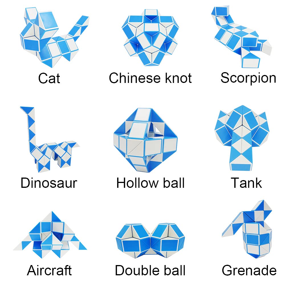 Serpente Magico 48 segmenti Magic Snake Cubo Puzzle-regalini feste bambini-giocattolo agitarsi serpente-Giocattoli del serpente di Bomboniere per feste di compleanno per bambini(blu*1)