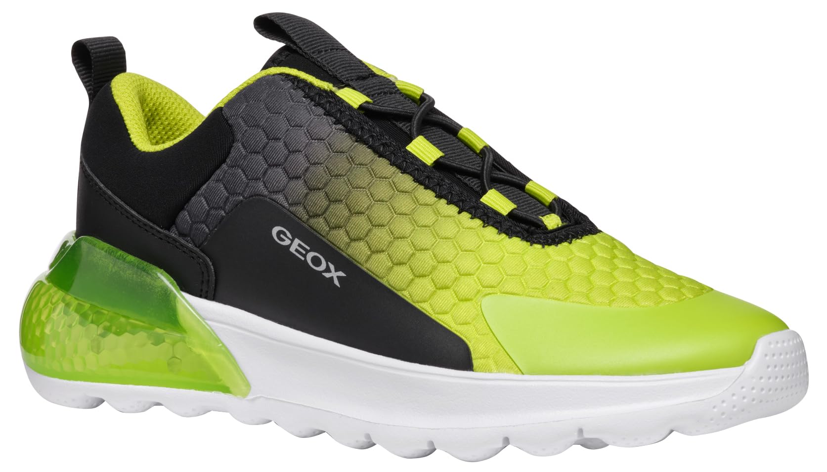 Geox Boys J Activart Illuminus Sneaker, Black Lime, 6 UK Child