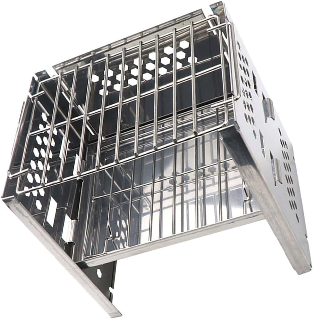 Zerodeko Stainless Steel Bbq Grill Portable Foldable Barbecue Stove Adjustable Height Outdoor Camping Picnic Garden Firewood Burner Tool