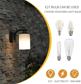 Outdoor Wall Sconce E27 Socket Garden Lights,Porch,Patio,Corridor,Street,Home Yard,Anthracite(Bulb Excluded)