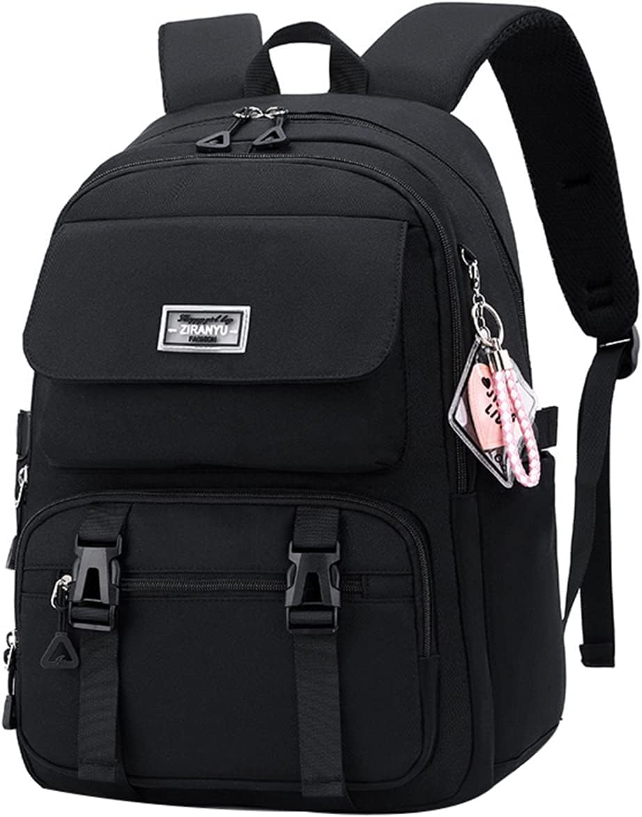Teen Girls Casual Backpack High Middle School Daypack Women Daily Travel Laptop Bag(B Black,29 Liters)