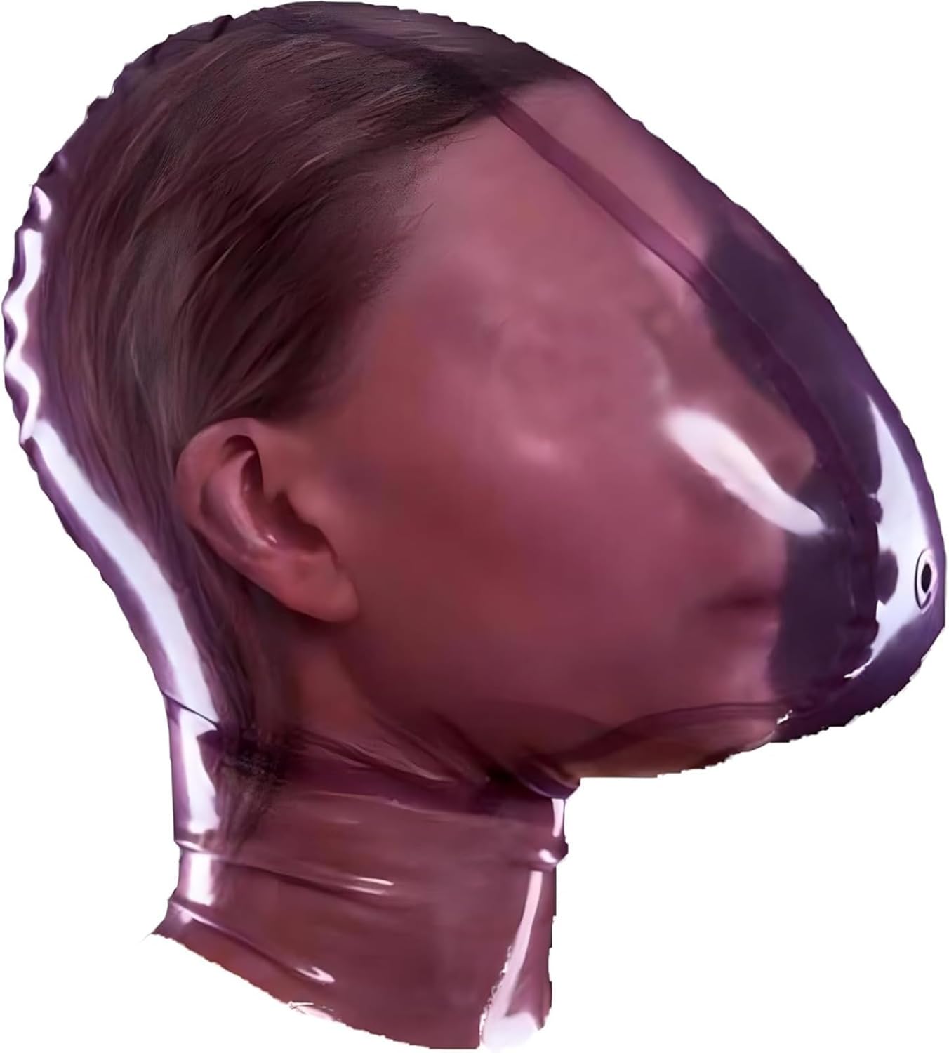 Sexy Handmade Women Female Unisex Exotic Transparent Purple Latex Full Breath Hole Hoods Mask