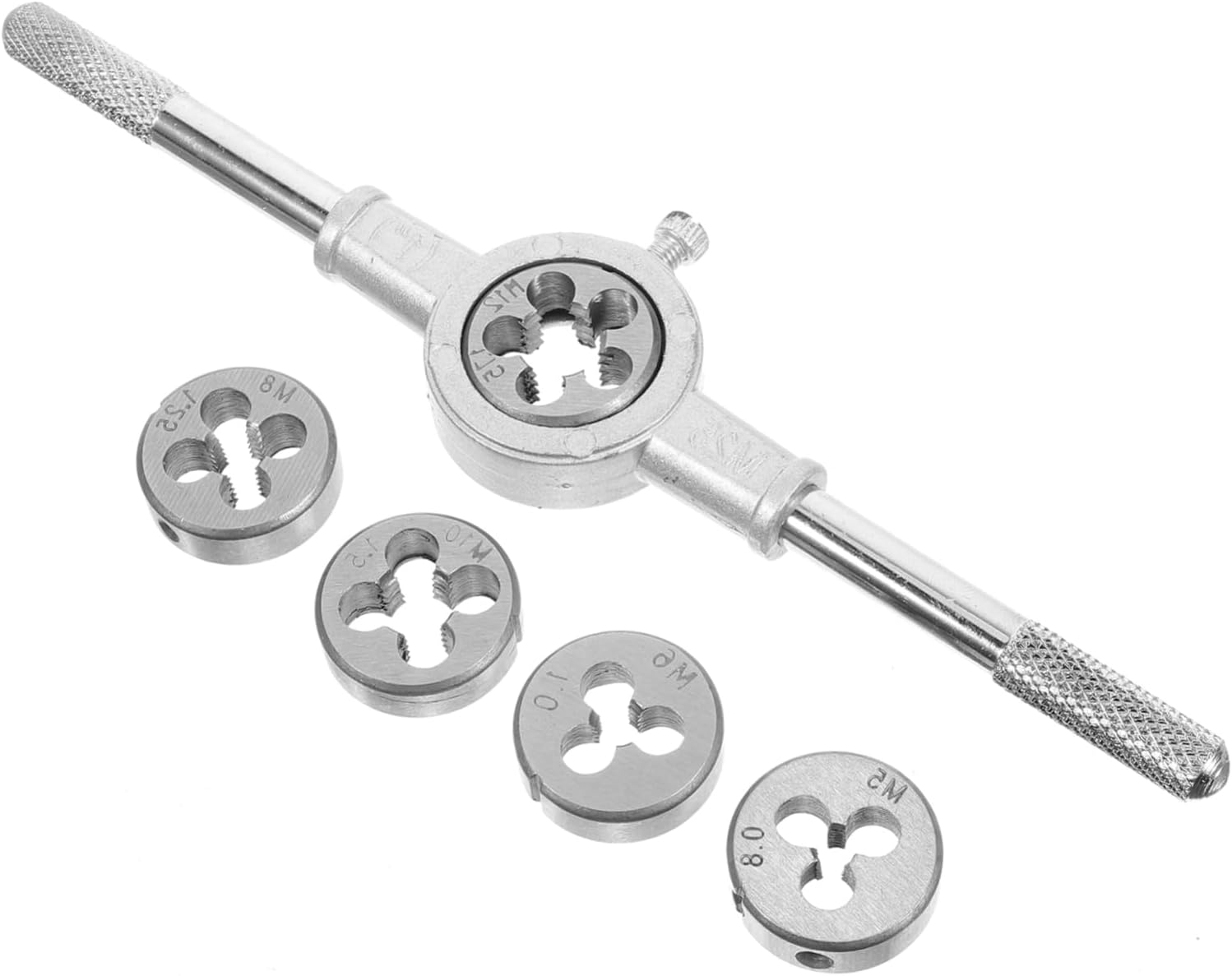 Homoyoyo 3sets Stainless Steel Rethreading Tool Kit Multi-purpose Tap and Die Set Handle Tap Wrench Threading for Professionals and Diyers