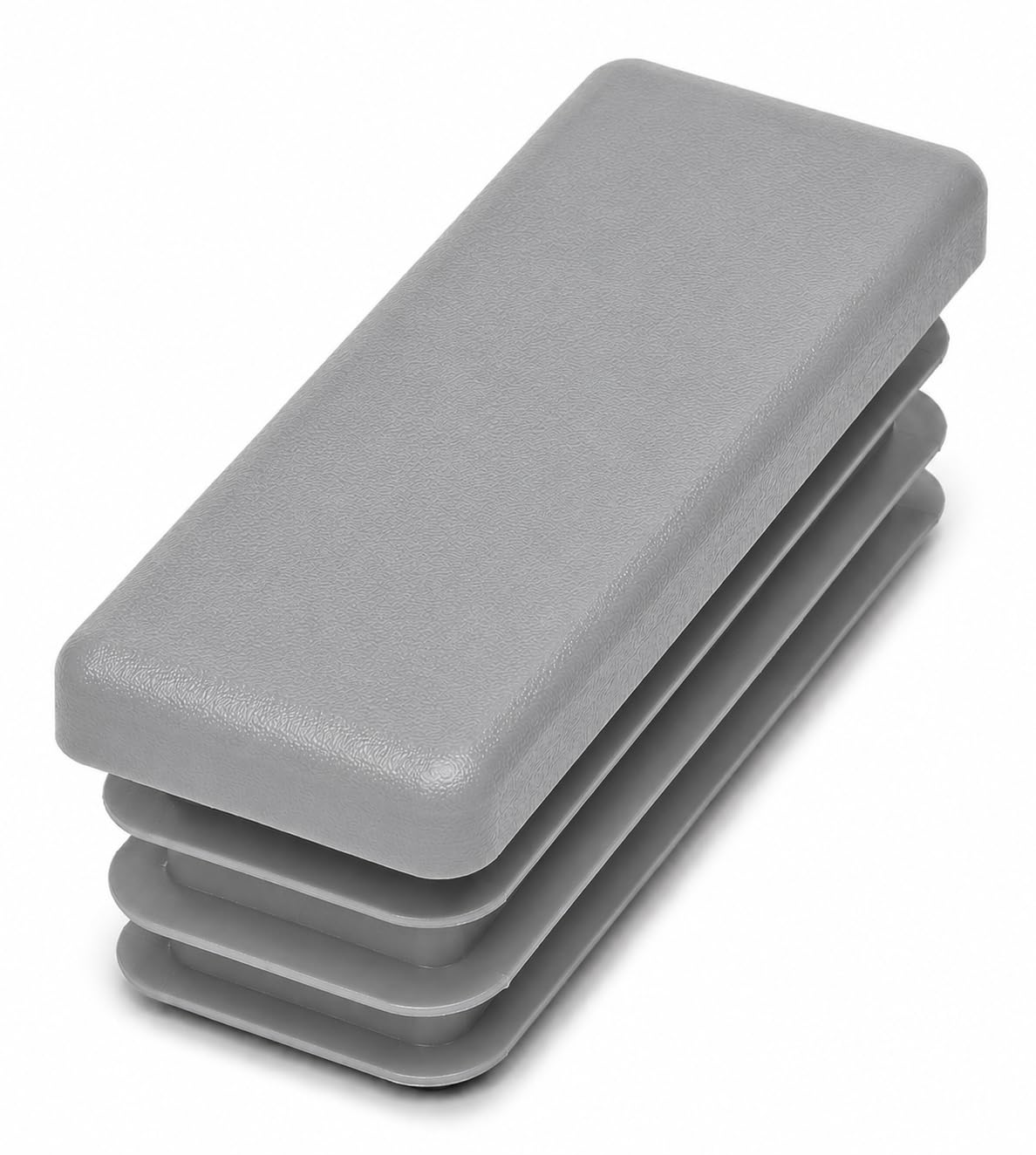 (Pack of 10) Rectangular Plastic Plugs 25/32" x 2-3/8" (20 x 60 mm), Matt Tube Inserts, Fence Post Caps, Window Gray RAL 7040