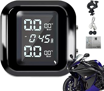 Tire Pressure Monitor - Motorcycle Tire Pressure Monitor, Tire Pressure Monitor | Motorcycle TPMS System Waterproof Intelligent Tire Pressure Sensor, LCD Display - Real-time Monitoring, Bike Tire
