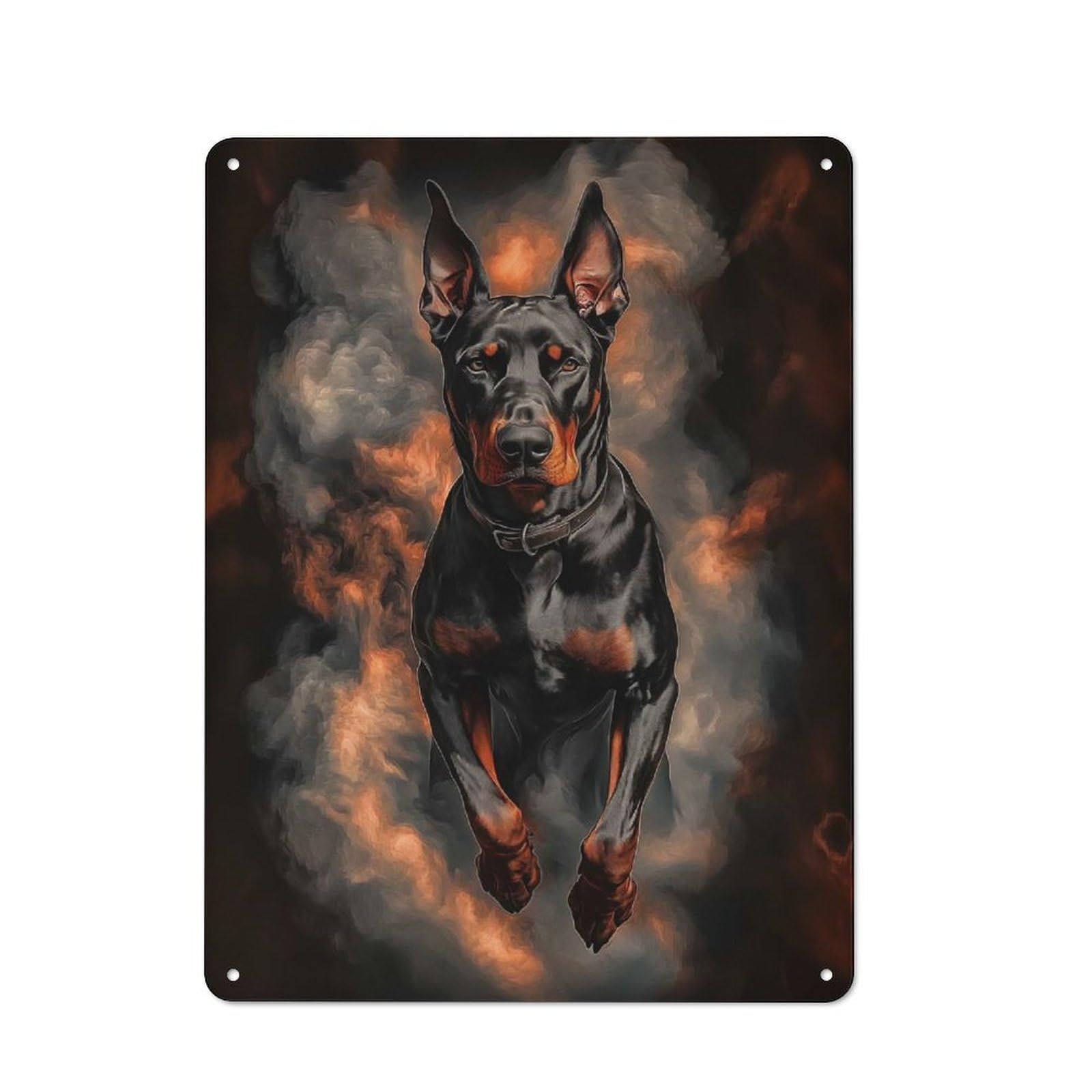 Junmoney Style-19 Classic Doberman In Smoke Kitchen Metal Sign 40X30cm, Kitchen Wall Decor For Kitchen, Cafe, Pantry Or Dining Room