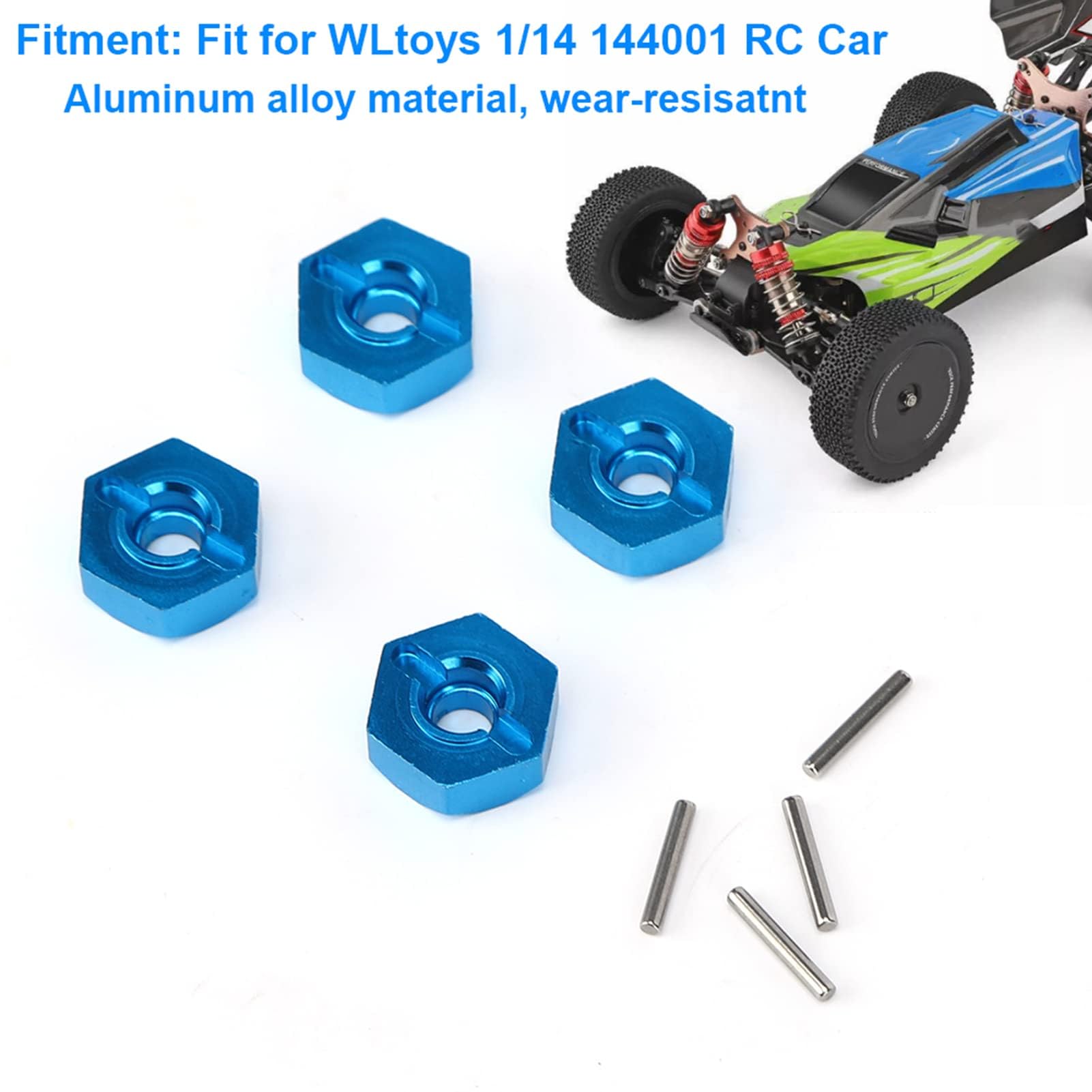 5mm RC Nakrętki Sześciokątne, 5mm Koła ze Stopu Aluminium Hex Mount Hub Nakrętka z Kołkami do 1/14 144001 RC Car(Niebieski 1266B)