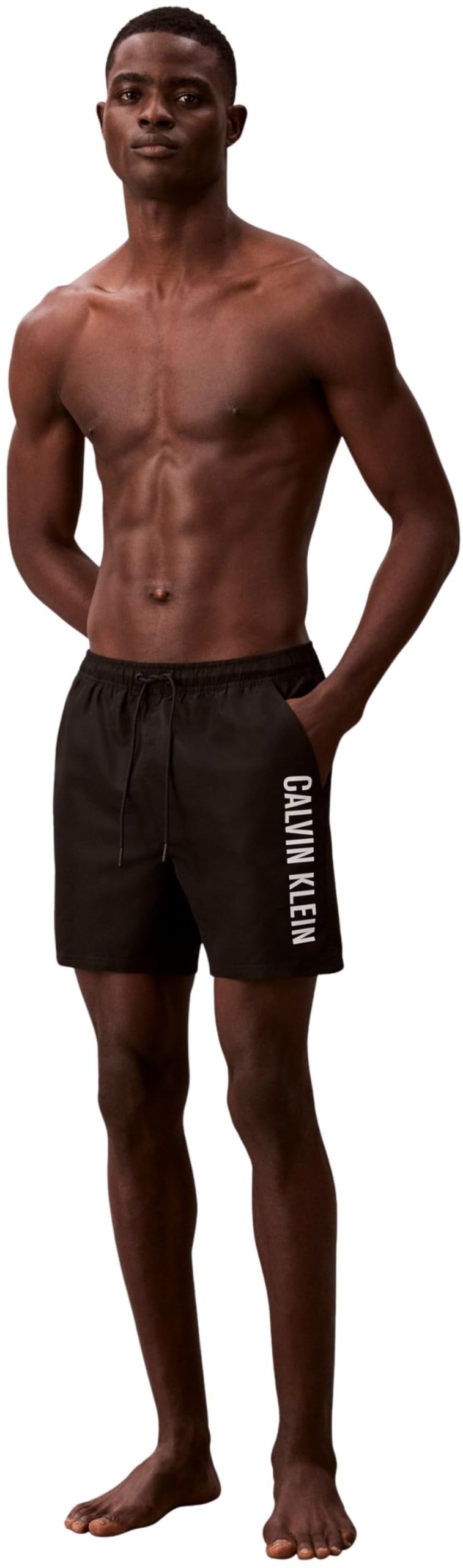 Calvin Klein Męskie średnie spodnie kąpielowe ze sznurkiem LV00N61047, czarne (czarne), L