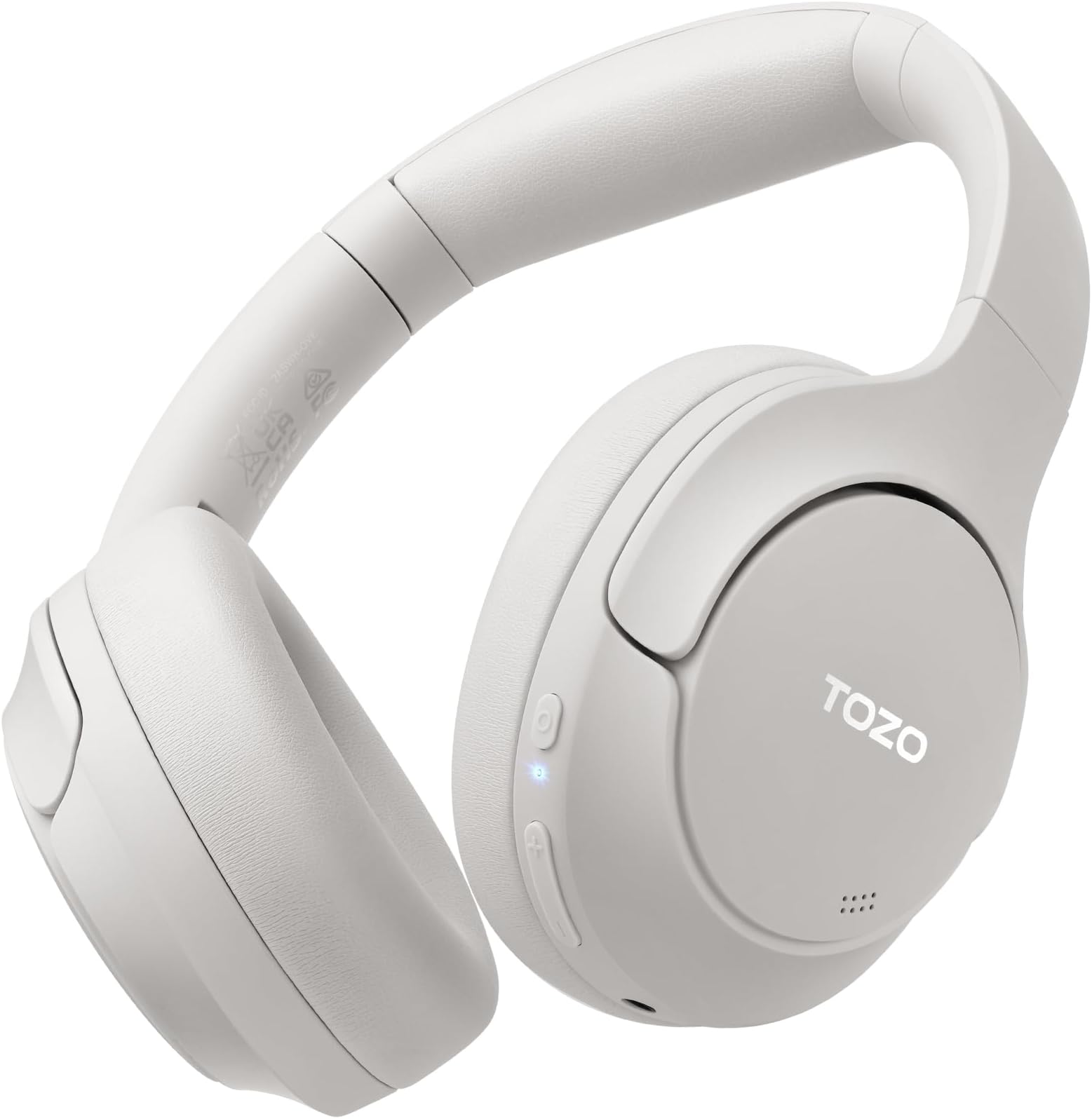 TOZO Hybrid Active Noise Cancelling Headphones, Wireless Over Ear Bluetooth Headset, 60H Playtime, Hi-Res Audio Custom EQ via App Deep Bass Comfort Fit Ear Cups, for Home Office Travel White