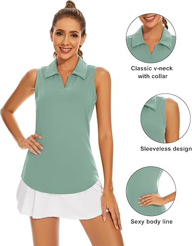 Miniatura 2 de Ivicoer Camiseta de golf para mujer, manga corta, sin mangas, manga larga, cuello de tenis, ropa atlética para mujer