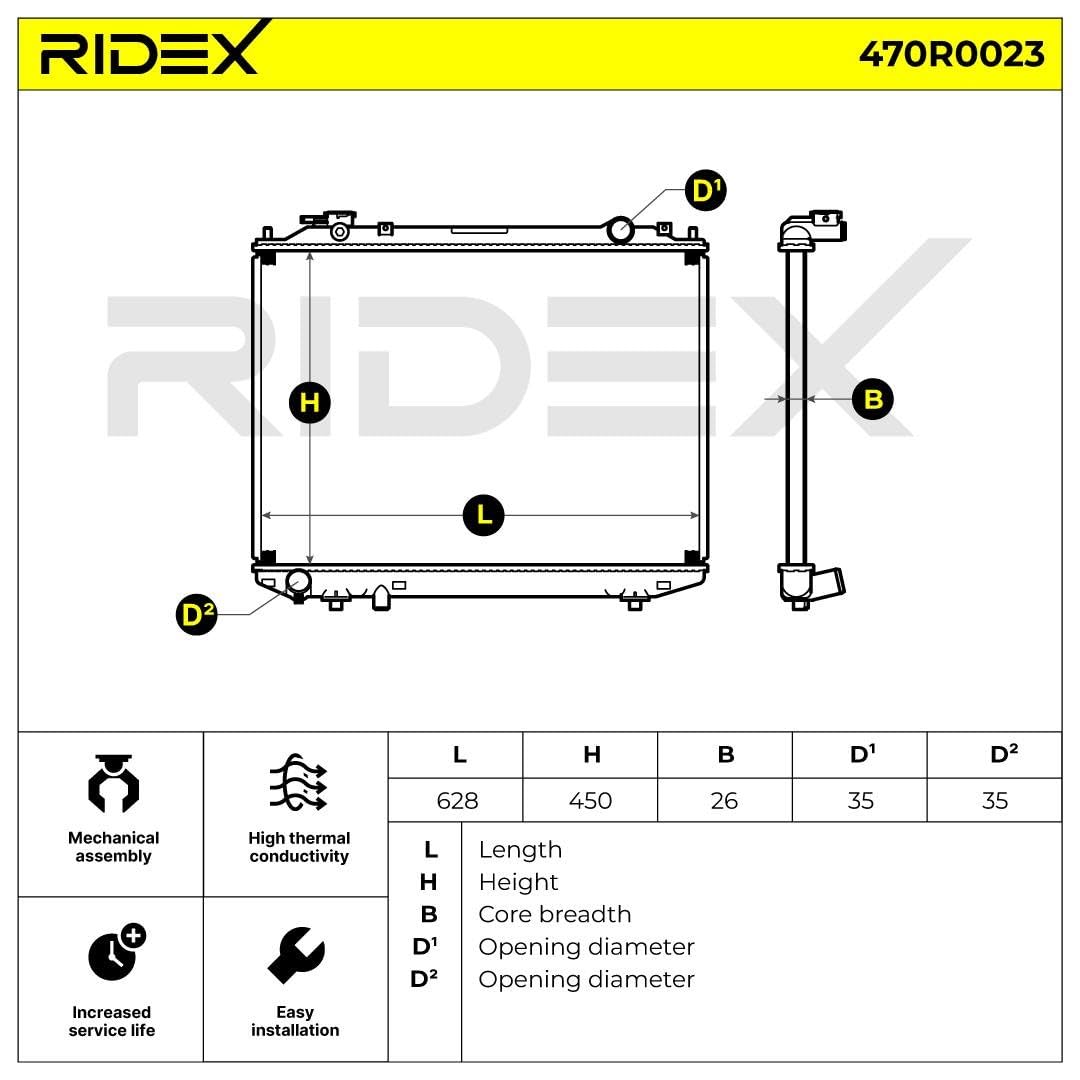 RIDEX 470R0023 Radiatore motore senza telaio Compatibilità con FORD Ranger ET