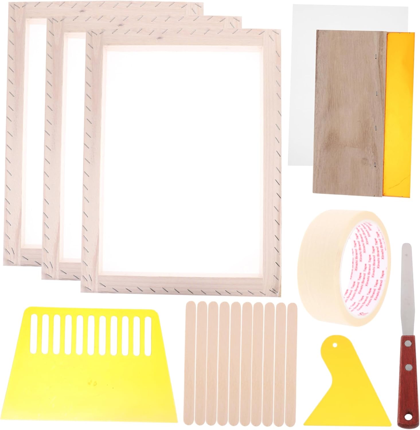 KONTONTY Silk Screen Printing Frame Kit DIY for Beginners Includes Washable Printing Frame Shirts Bags and Banners Durable Construction