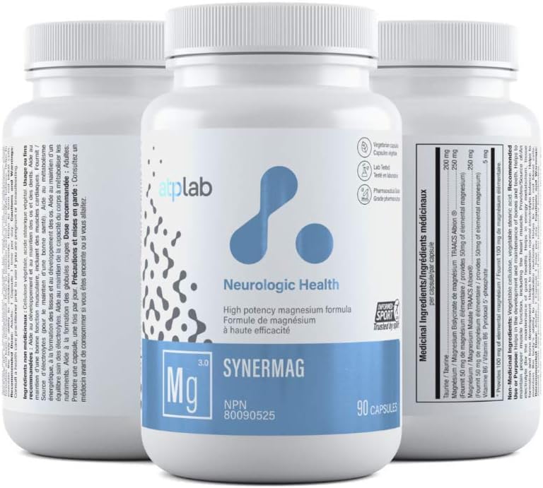 ATP LAB Ultra High Potency Magnesium Complex Supplement - Magnesium Malate 250mg, Magnesium Taurate 200mg, Magnesium Glycinate 250mg, Vitamin B6 5mg - Max Absorption Magnesium Supplement 90 Capsules