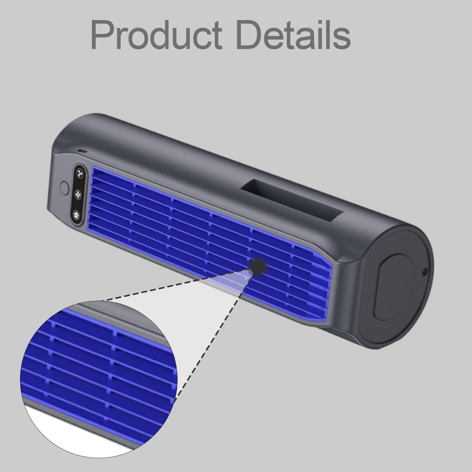 Ventilatore da Tavolo Senza Pale, Ventilatore a Torre Ricaricabile Tramite USB con Supporto Portatile, Supporto a Parete E Supporto per Telefono per L, Grigio